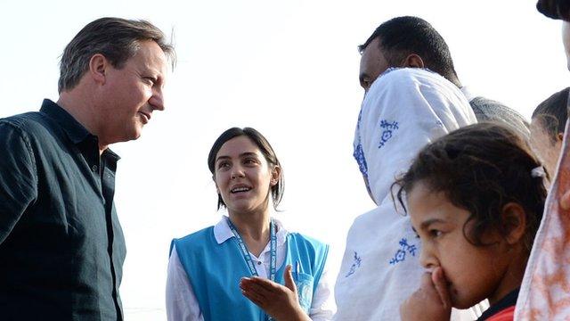 Prime Minister David Cameron visits a Lebanese refugee camp