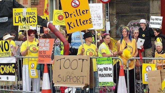 Anti-fracking protesters in Preston