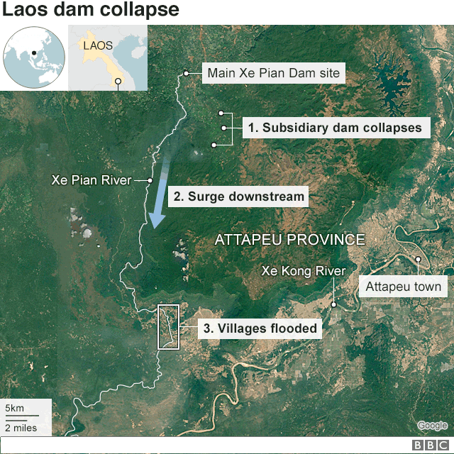 Map showing dam on Mekong River