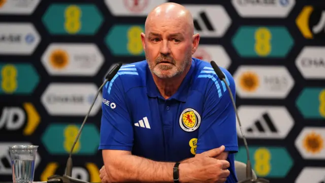 Scotland manager Steve Clarke during a press conference at the Garmisch Olympia Stadium in Garmisch-Partenkirchen