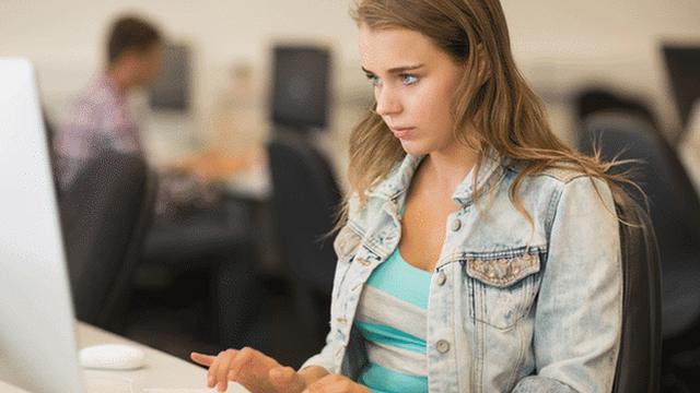 Girl sitting at a laptop