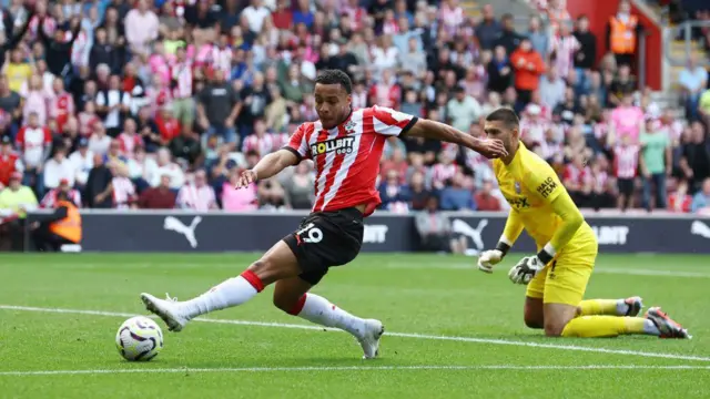 Cameron Archer of Southampton during the Premier League match between Southampton FC and Ipswich Town FC at St Mary's Stadium