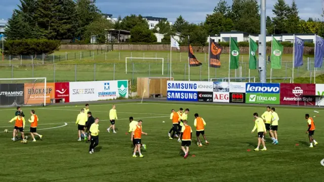 Celtic training at Stjarnan's Stjornuvollur ground