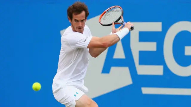 Andy Murray plays a backhand