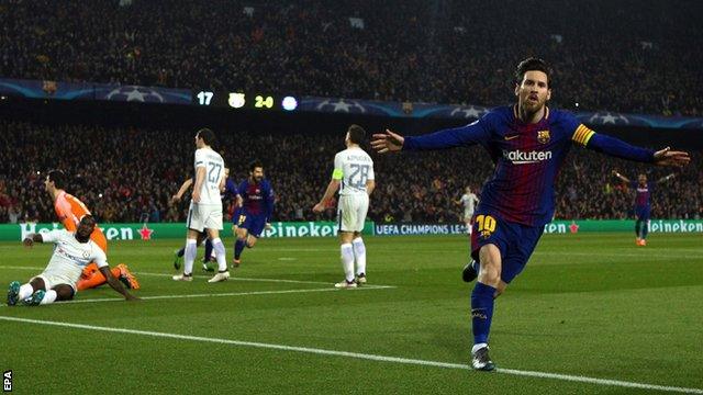 Lionel Messi scored three goals over two legs against Chelsea