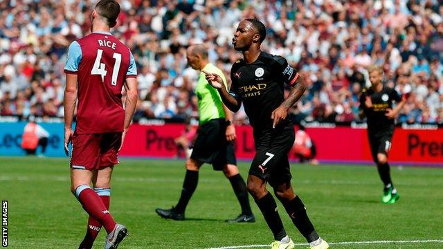 Raheem Sterling celebrates scoring