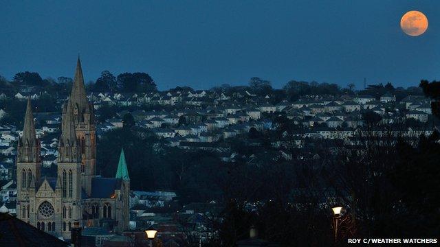 Full moon over a city