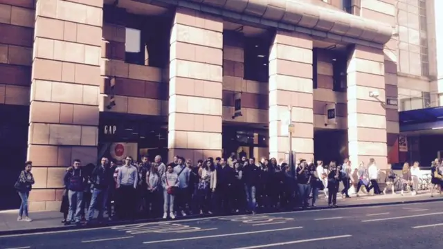 People crowding outside Bank Station