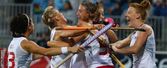 Lily Owsley after scoring at the Commonwealth Games