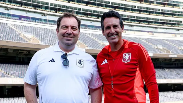 Damian Vidagany and Unai Emery smiling