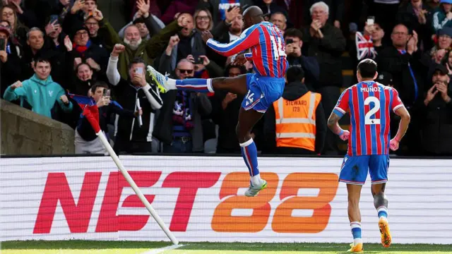 Jean-Philippe Mateta of Crystal Palace celebrates scoring