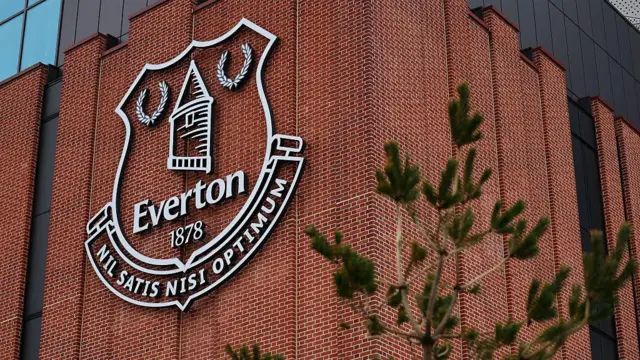 Everton emblem seen on the exterior of the Hill Dickinson Stadium 