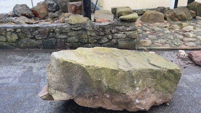 A boulder thrown from the sea in Stonehaven