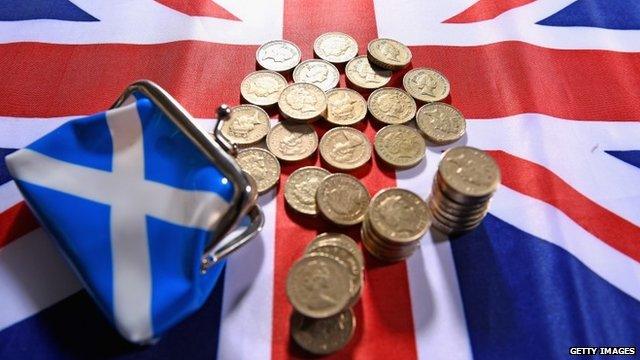 Union flag with Saltire purse and money