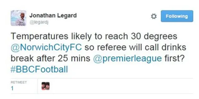 Tweet from Jonathan Legard