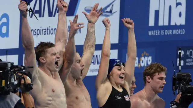 The GB team celebrate