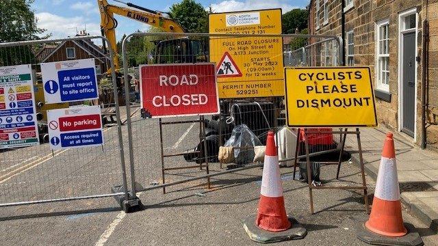 Road closure in Great Ayton