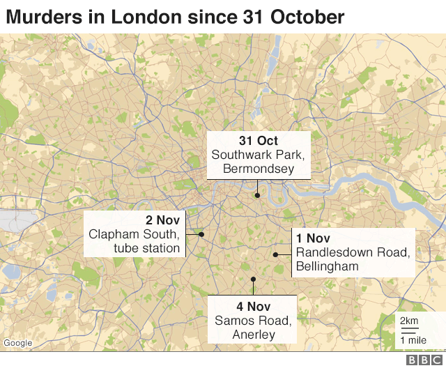 Map: Murders in London since 31 Oct