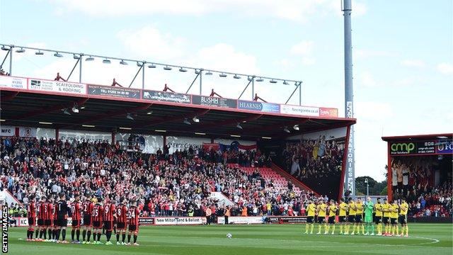 Players from Bournemouth and Middlesbrough took part in a minute's applause before kick-off in memory of former Boro defender Ugo Ehiogu, who has died at the age of 44