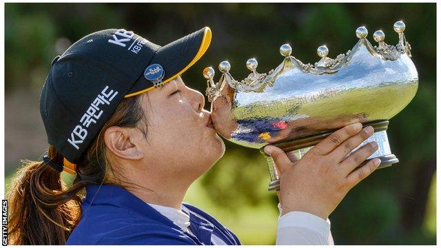 Inbee Park with the Australian Open trophy