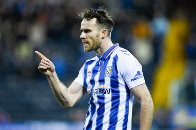 Marley Watkins celebrates scoring against St Johnstone