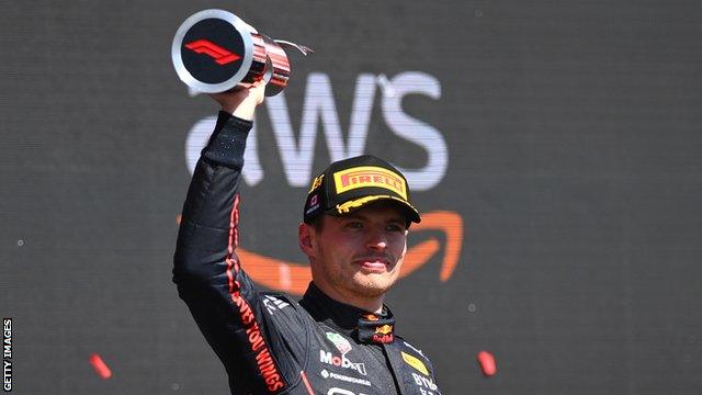 Max Verstappen celebrates winning the Canadian Grand Prix