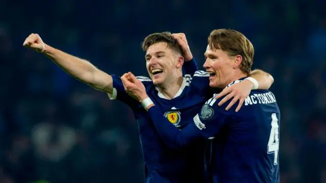 Kieran Tierney and Scott McTominay celebrate