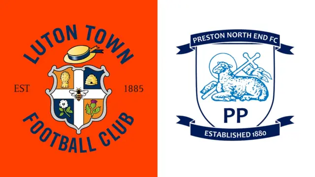 The Luton Town and Preston North End badges