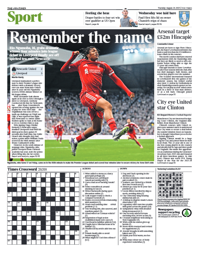 Times back page