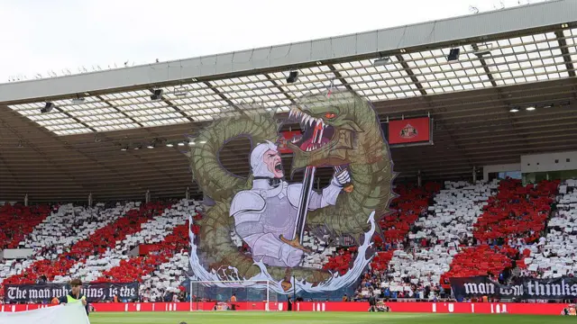 A tifo of the Lambton Worm at the Stadium of Light