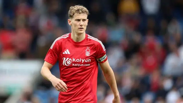 Ryan Yates of Nottingham Forest looks on during the Pre-Season Friendly match between Chesterfield and Nottingham Forest at SMH Group Stadium on July 13, 2024