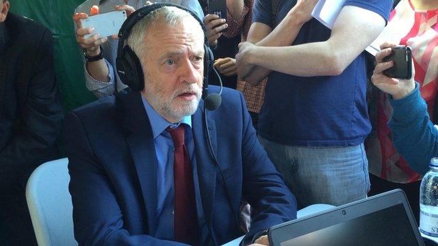 Jeremy Corbyn reacts to David Cameron's resignation