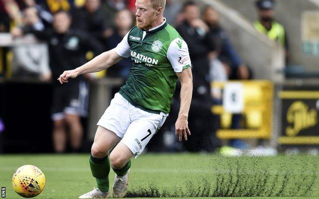 Hibs' Daryl Horgan plays on Livingston's plastic pitch