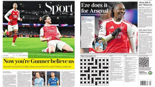 The Telegraph and The Times back pages
