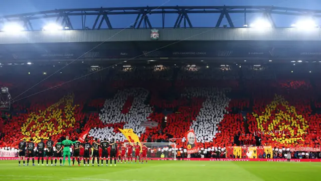 "97" mosaic on the Kop pays tribute to those who died at Hillsborough