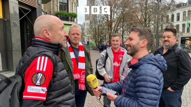 Forest fans Justin, Duncan, Finley and AJ