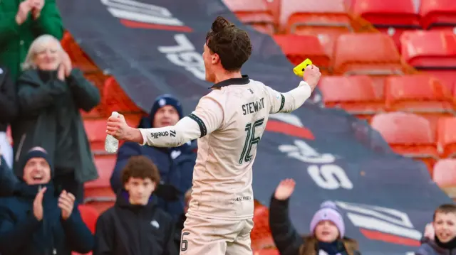 Barney Stewart celebrates after Falkirk's Premiership match against Aberdeen