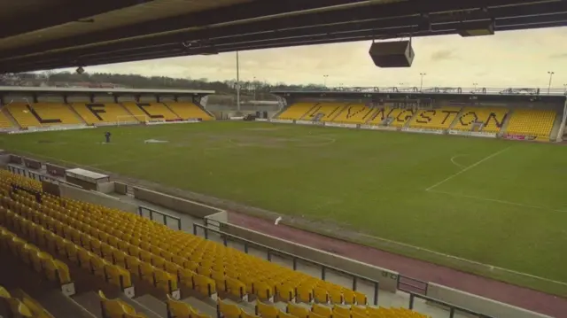 General view of Almondvale Stadium, Livingston