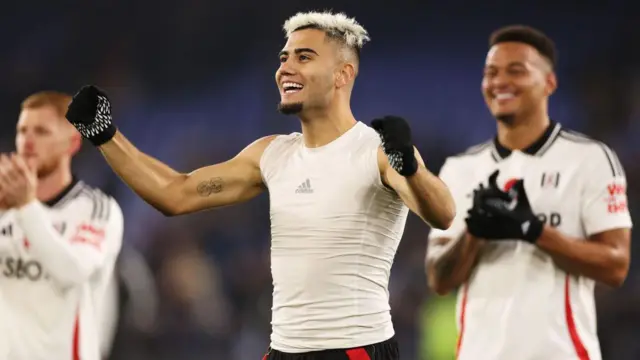 Andreas Pereira celebrates after a Fulham victory