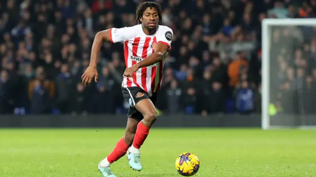 Aji Alese during Sunderland's game away at Ipswich Town