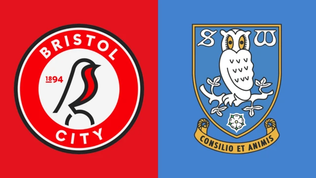The club badges of Bristol City and Sheffield Wednesday side by side