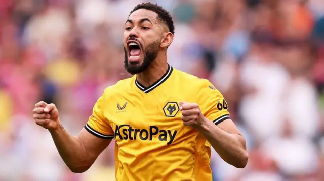 Matheus Cunha celebrates for Wolves