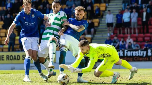 Andy Fisher makes a save against Celtic