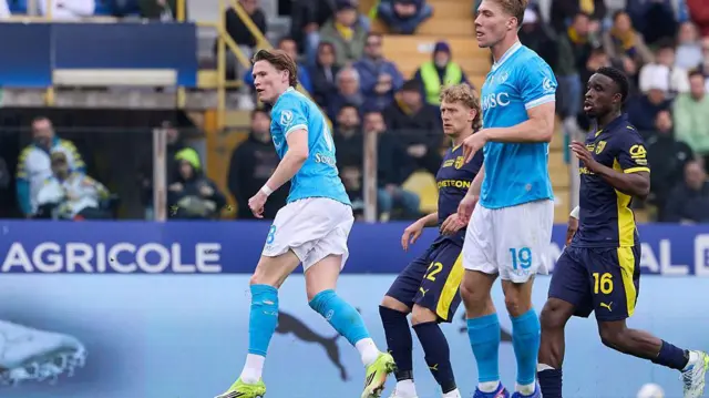 Napoli's Scott McTominay (left) scores against Parma