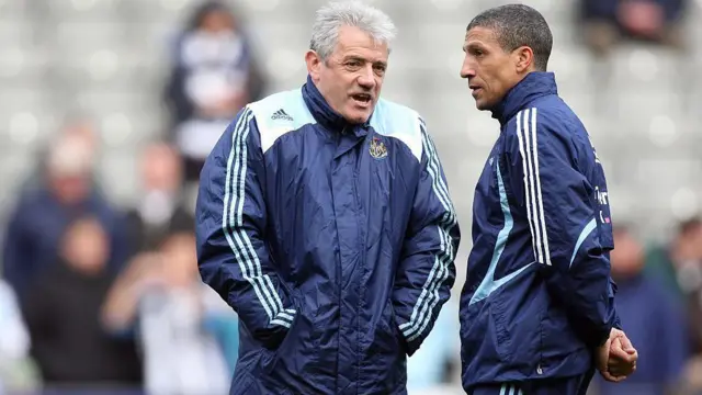 Kevin Keegan, Newcastle United Manager and Chris Hughton on the side line