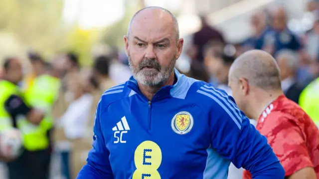 Scotland head coach Steve Clarke tells BBC Scotland: "I learned the grass is really sticky. It was a different surface. It certainly wasn't a night for dribblers.  "What we learned is that we can create chances and we just need to find the final finish. We need to work on it in training and their confidence in terms of finishing.  "When it comes to Che Adams - bang, goal. That's the kind of confidence you need to show at this level.  "It was just to stay patient - 2-0, clean sheet. Let's use it as a training exercise, which it was. We're reasonably pleased.