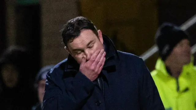 Derek Adams looks dejected at full-time