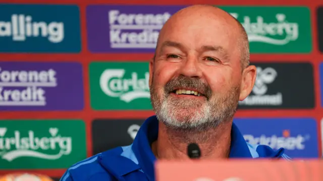 Scotland Head Coach Steve Clarke during a Scotland press conference at Parken Stadium