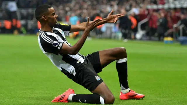 Alexander Isak celebrates