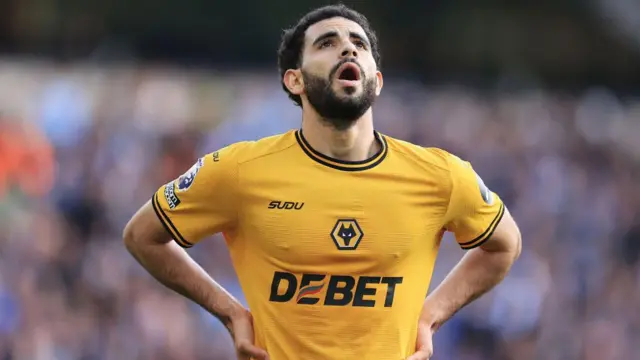 Rayan Ait-Nouri of Wolverhampton Wanderers looks dejected during the Premier League match between Wolverhampton Wanderers FC and Manchester City FC at Molineux